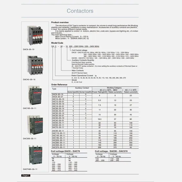 CDADA မှ စီးရီး contactor-catalogue-